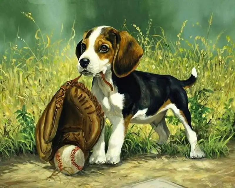 ARTISAN fat dogs pictures creative oil painting wall screen print top art decor idea for frameless | Дом и сад