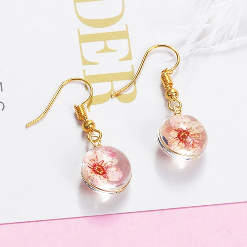 2019 креативные сухие серьги в виде клевера женские модные сухих цветов стеклянные