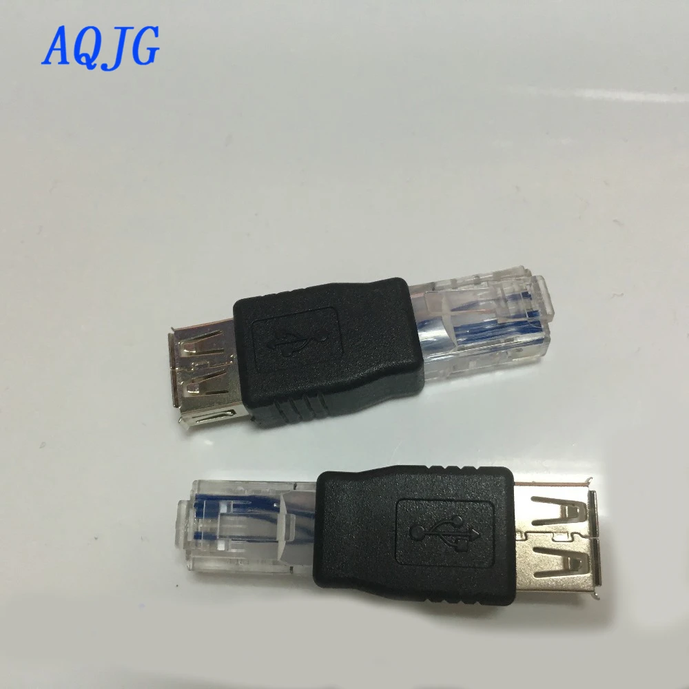 PC Crystal Head RJ45 Male to USB 2.0 AF A Female Adapter Connector Laptop LAN Network Cable Ethernet Converter Transverter Plug |