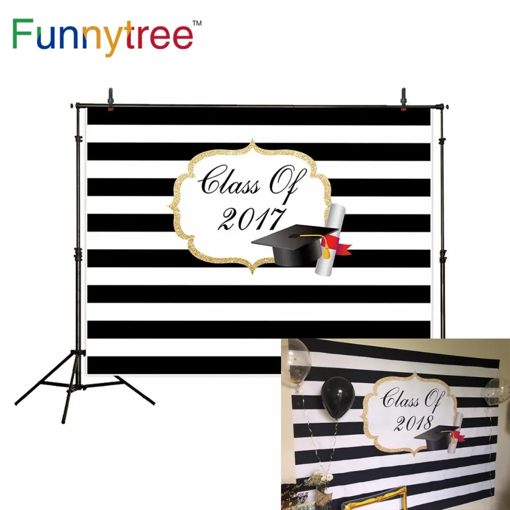 Фоны для фотосъемки Funnytree черно белые полосы логотип рамка пользовательский год