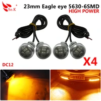 4pcs 23mm eagle eye 5630 6 smd led drl high power auto car daytime running lights waterproof warning tail turn signal fog lamp