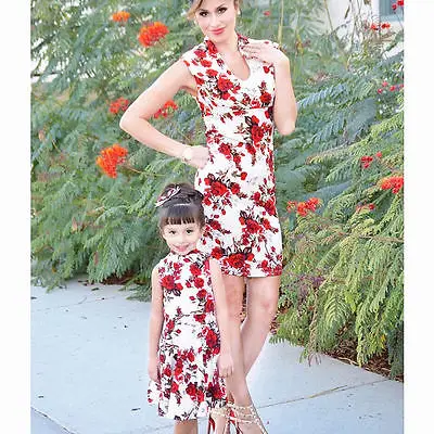 Одинаковые Платья с цветочным принтом для всей семьи элегантные платья розами в