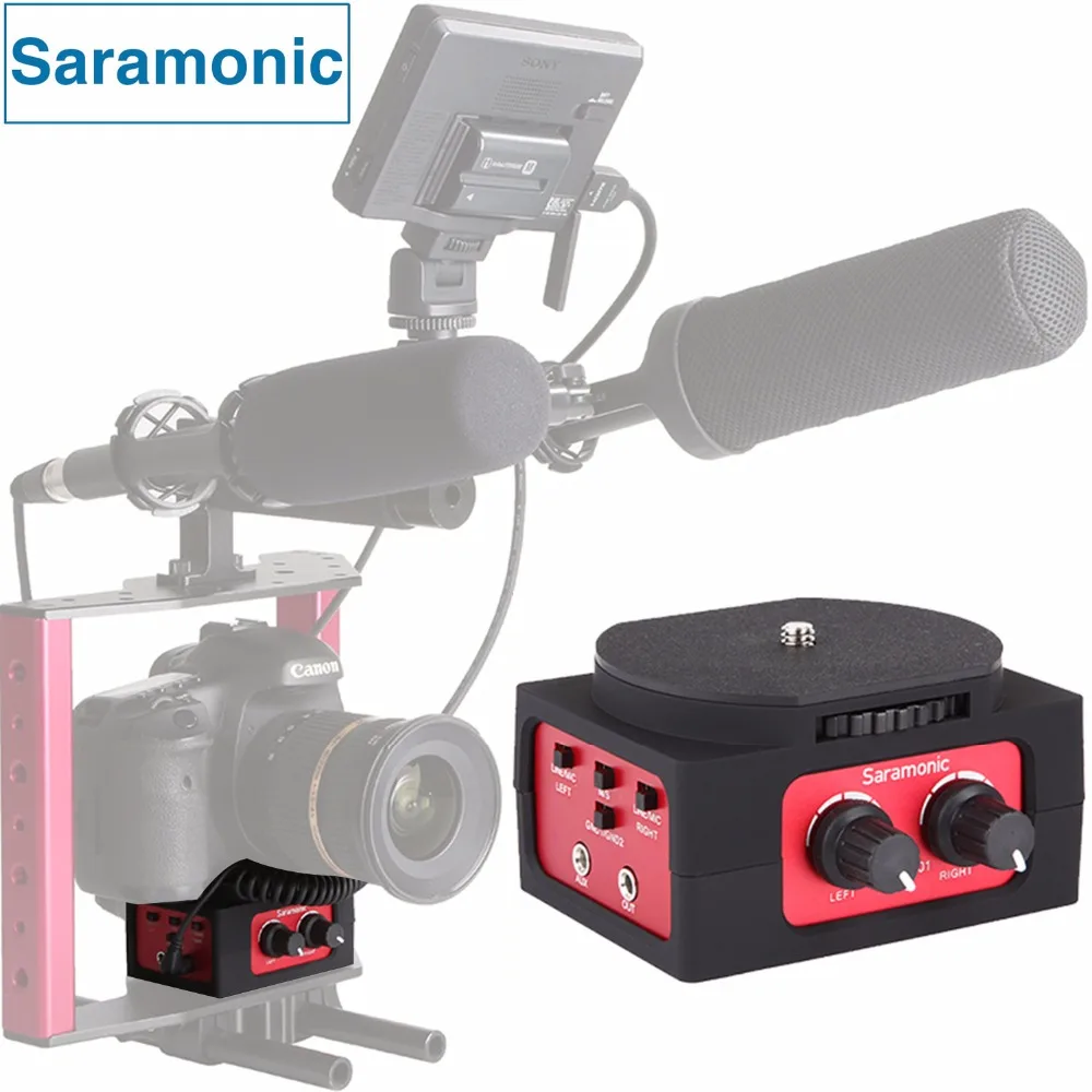 Saramonic SR AX101 2 канальный микшерный пульт микрофон адаптер с XLR и 3 5 мм роли для Canon