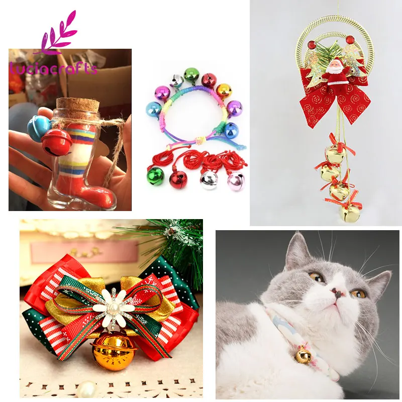 Lucia crafts 12 шт/48 шт 10 мм/15 мм случайным образом смешанный колокольчик подвески для рождественской елки DIY вечерние украшения H0205