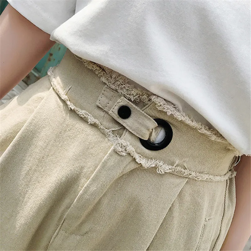 Женские джинсы модные летние с эластичной талией широкие хлопковые повседневные