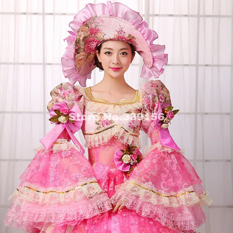 Высококачественный розовый королевский корт Рококо Мария Антуанетта Платье для