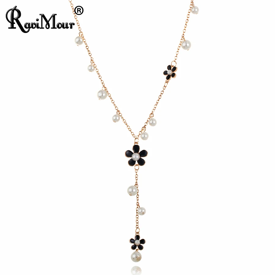 Длинное ожерелье RAVIMOUR с цветами для женщин модные ювелирные изделия из