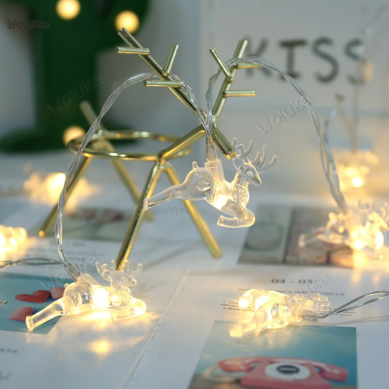 Светодиодная гирлянда подарок на Рождество moose батарея освещение украшение для