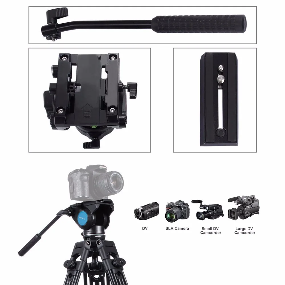 Puluz Heavy Duty видеокамера Алюминий сплав штатив с жидкости Перетащите штатива для Canon Sony цифровых зеркальных фотокамер Nikon SLR Камера