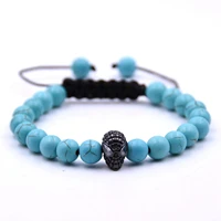 man fashion women gift for beautiful beads 8mm howlite black alien braided bracelet