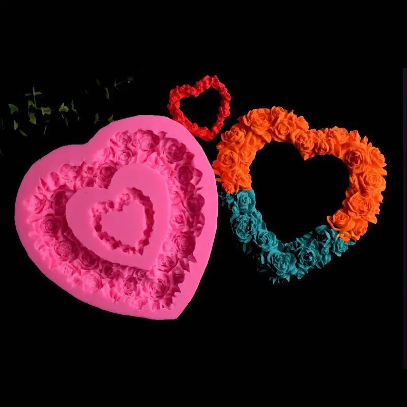 Объемный Розовый венок в форме сердца для изготовления ювелирных изделий