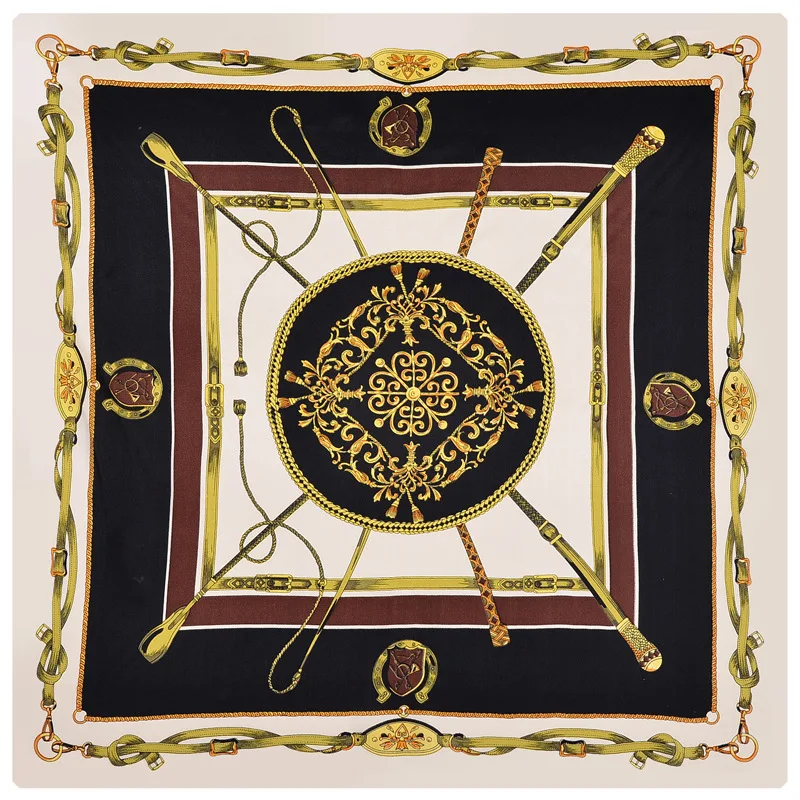 2019 Spring Summer Luxury Brand Design Elegant Women Scarf 100% Silk Square Lady Scarfs Vintage Print Head Neck Satin | Аксессуары для