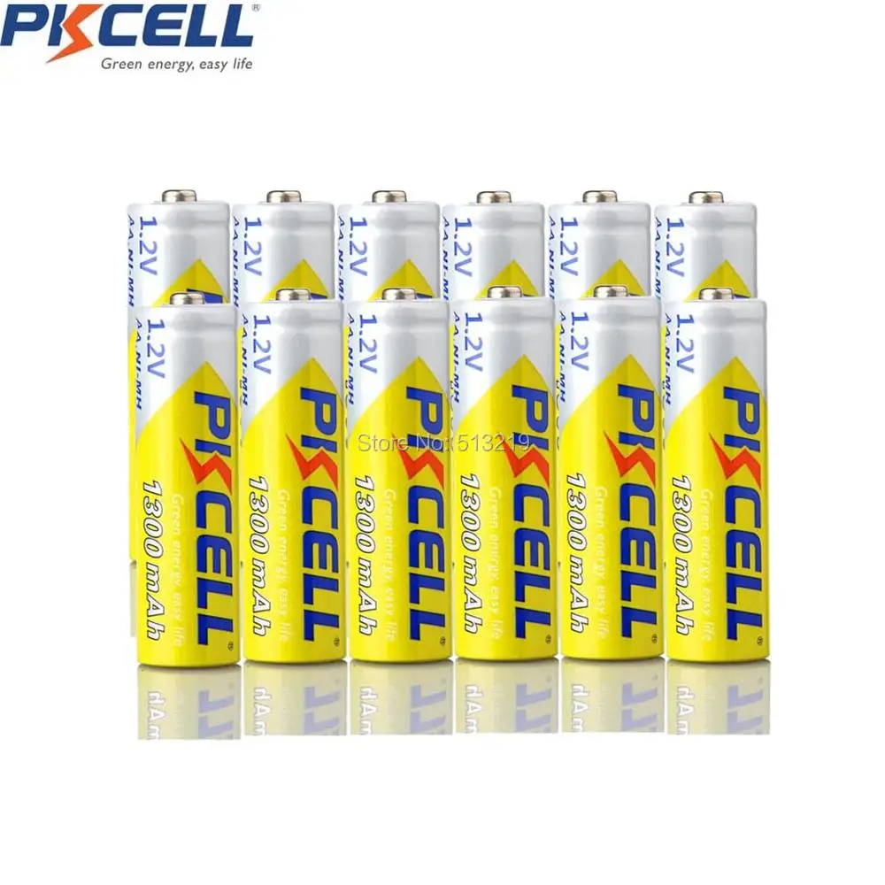 

12PCS PKCELL 1.2v 1300mah NIMH AA Rechargeable Battery 2A NI-MH 2A R6 flashlight Batteries for Flash and sweeper navigation