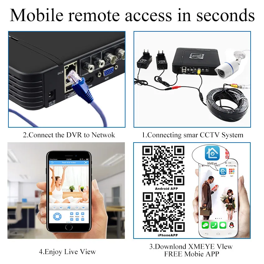 CCTV камера 4CH 720 P/1080 P AHD камера безопасности DVR комплект CCTV Водонепроницаемая наружная домашняя система видеонаблюдения HDD