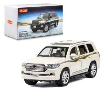White With Box 1:24 TOYOTA LAND CRUISER PRADO металлическая модель автомобиля с откидной спинкой для детей подарки на день рождения игрушки - Цвет: White With Box