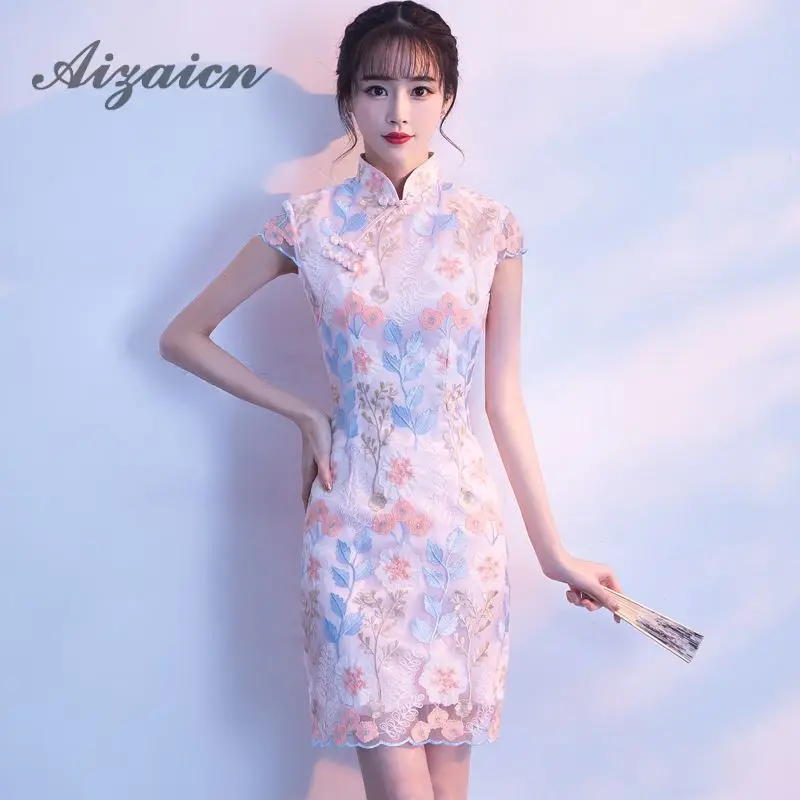 

Пикантное китайское свадебное платье Qipao мини Чонсам модное короткое традиционное женское вечернее платье Qi Pao китайские традиции невесты