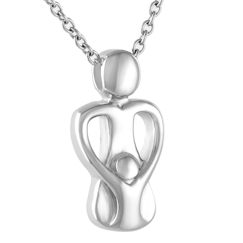 

IJD9828 Mom and Child Shape Urn Pendant Memorial Jewelry Hold Ashes Stainless Steel Funeral Keepsake Urn Jewelry