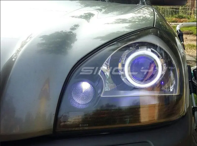 SINOLYN Металл 3,0 дюймов D2S HID биксеноновые фары объектив проектор светодиодный ангельские глазки Halo Demon Devil eyes комплект H4 для автомобильной модернизации