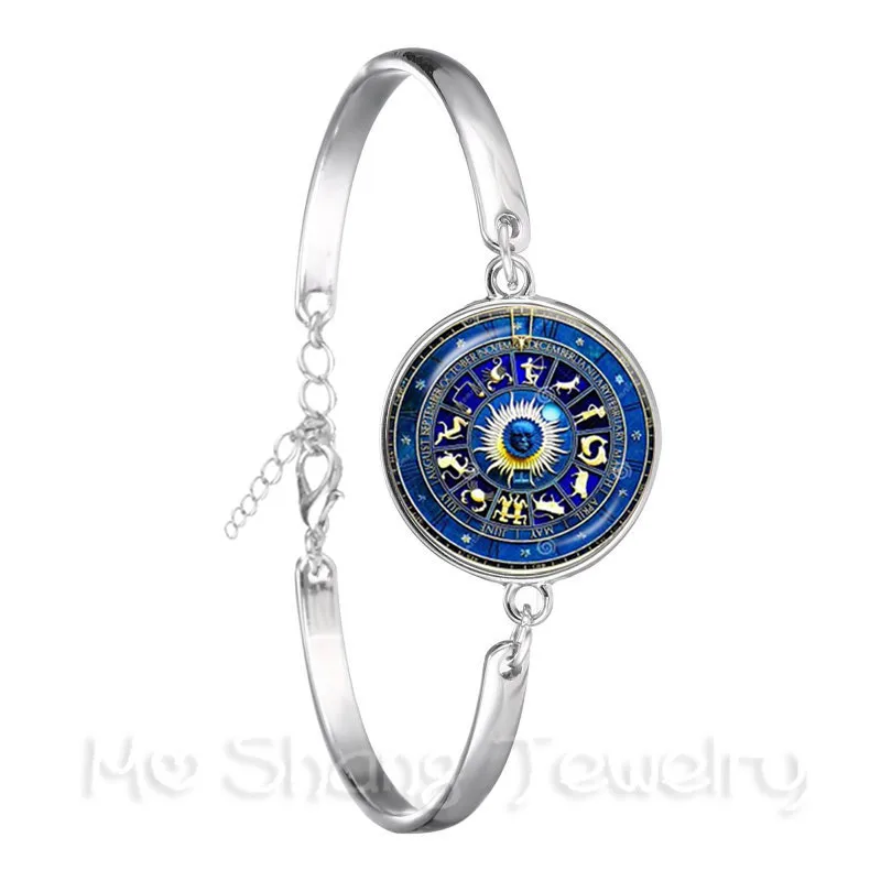 Good A + Абсолютно Новый позолоченный браслет Twelve concellations из стекла с серебряным