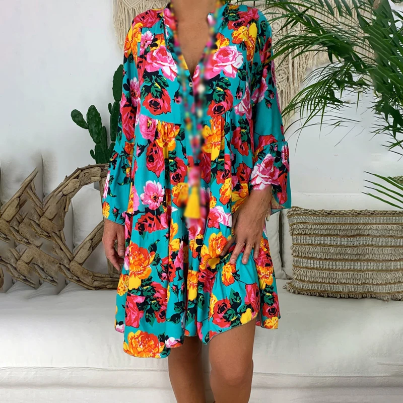 Женское платье Коктейльное Летнее мини винтажный Модный свободный сарафан для