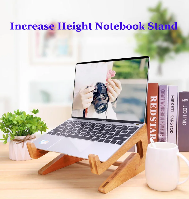 Vmonv увеличенная высота бамбуковая подставка для ноутбука держатель для Macbook Air Pro retina 13 15 дюймов ноутбук ПК вертикальная подставка крепление