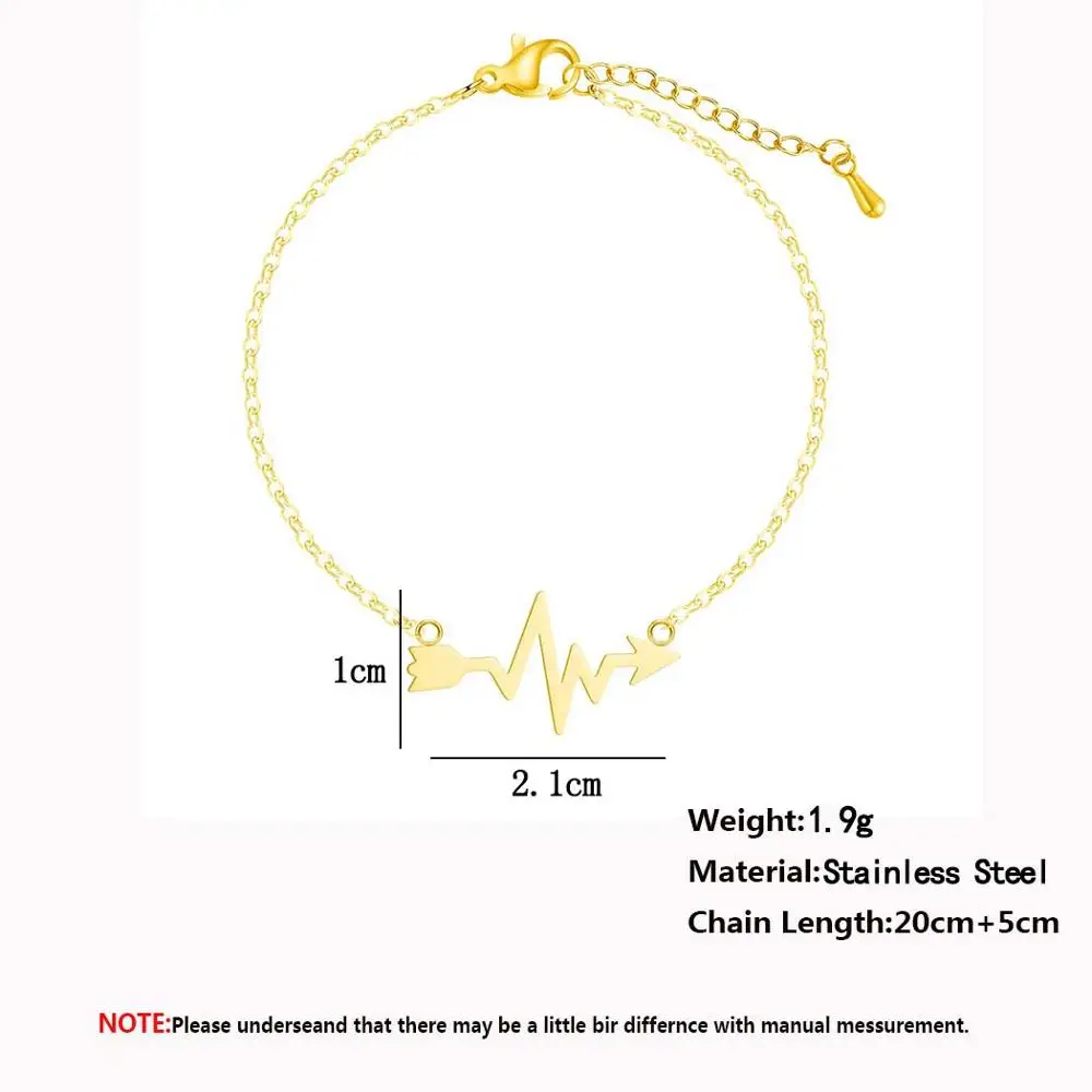 Chereda стрелы сердце из нержавеющей стали цепи браслеты для женщин деликатное