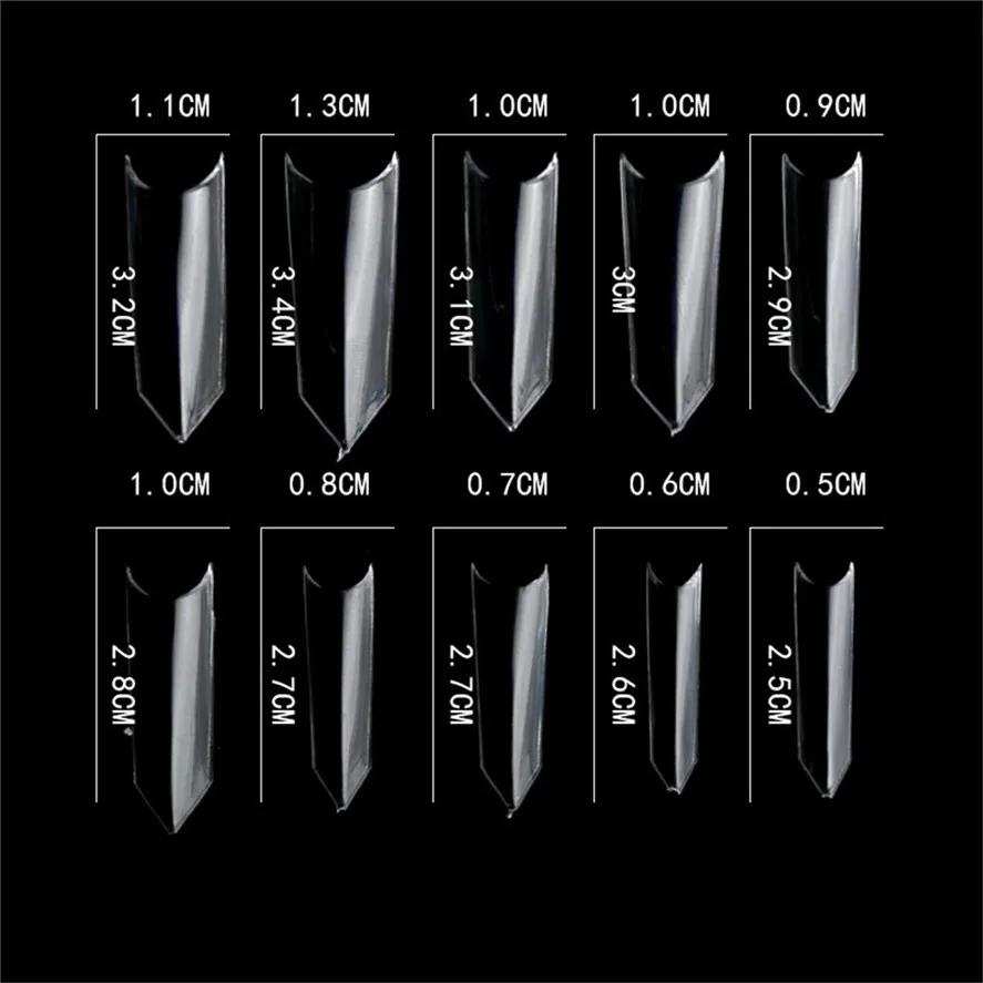 New 500 Pcs ABS Transparent Fake Nail For DIY Nails Design False French Tips 0319#30 | Красота и здоровье