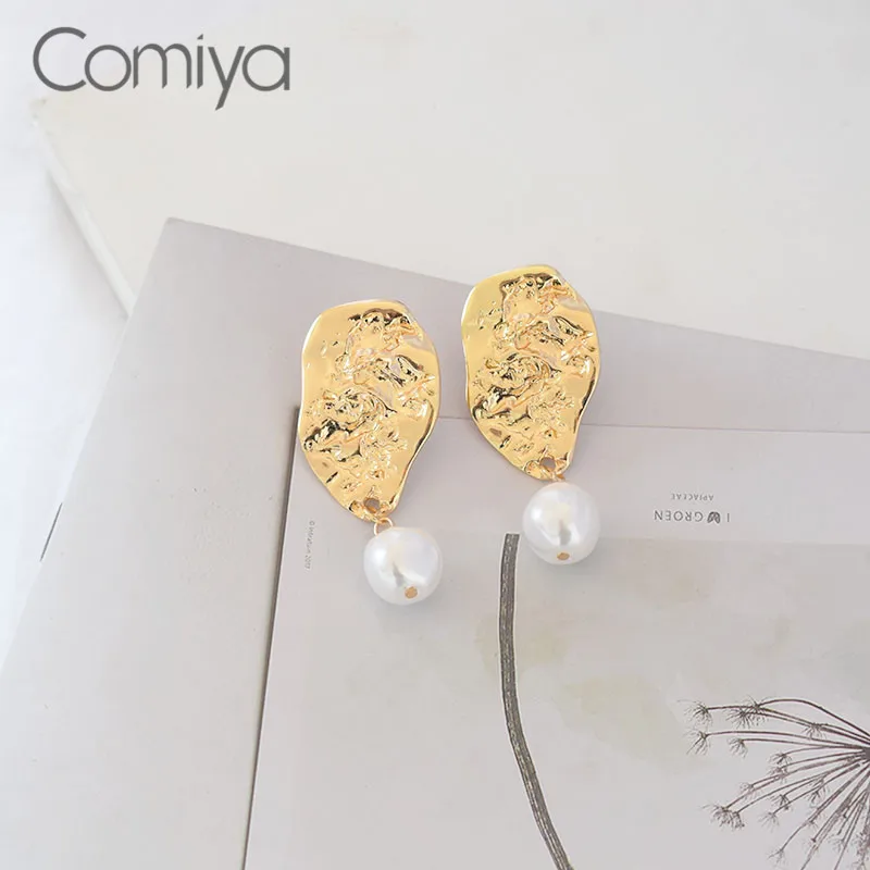 Женские серьги подвески Comiya длинные с акриловым жемчугом в Корейском