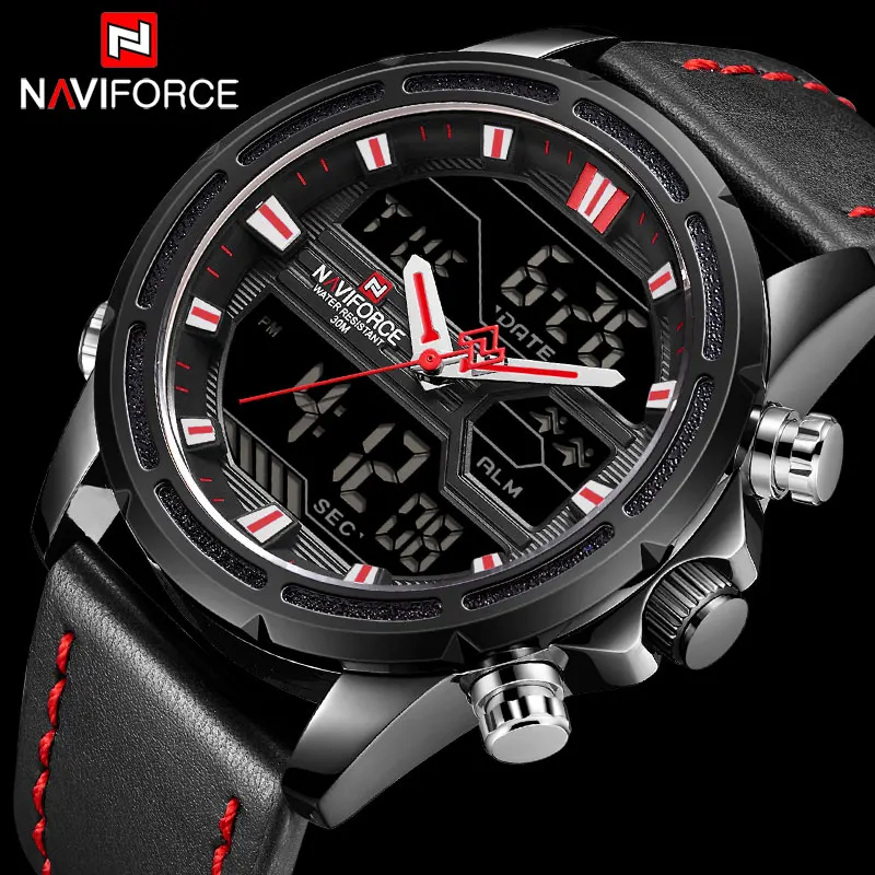 NAVIFORCE мужские часы до бренда роскошные кожаные спортивные Кварцевые