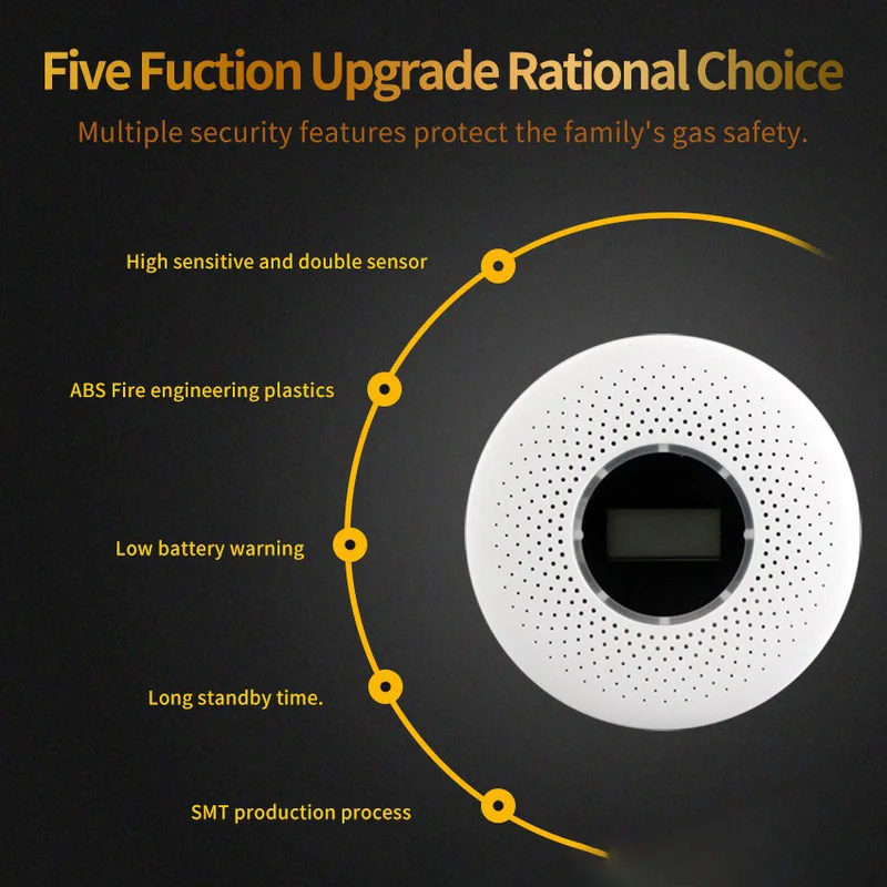 2 in 1 CO Smoke Detector Gas Analyzer Fire Protection Portable Alarm Sensors For Home Security System | Инструменты