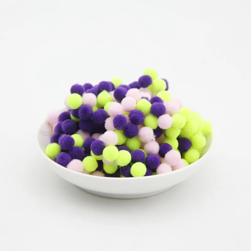 purple yellow 8 мм, 600 шт./лот, разноцветные мягкие пушистые Помпоны, меховые шарики, сделай сам, для детей, игрушки, аксессуары, швейные принадлежности, ремесло - Цвет: purple yellow