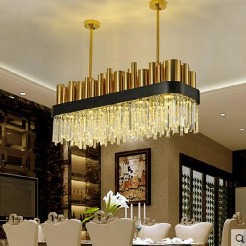 Люстра для ресторана простая прямоугольная из нержавеющей стали и бронзы | Лампы