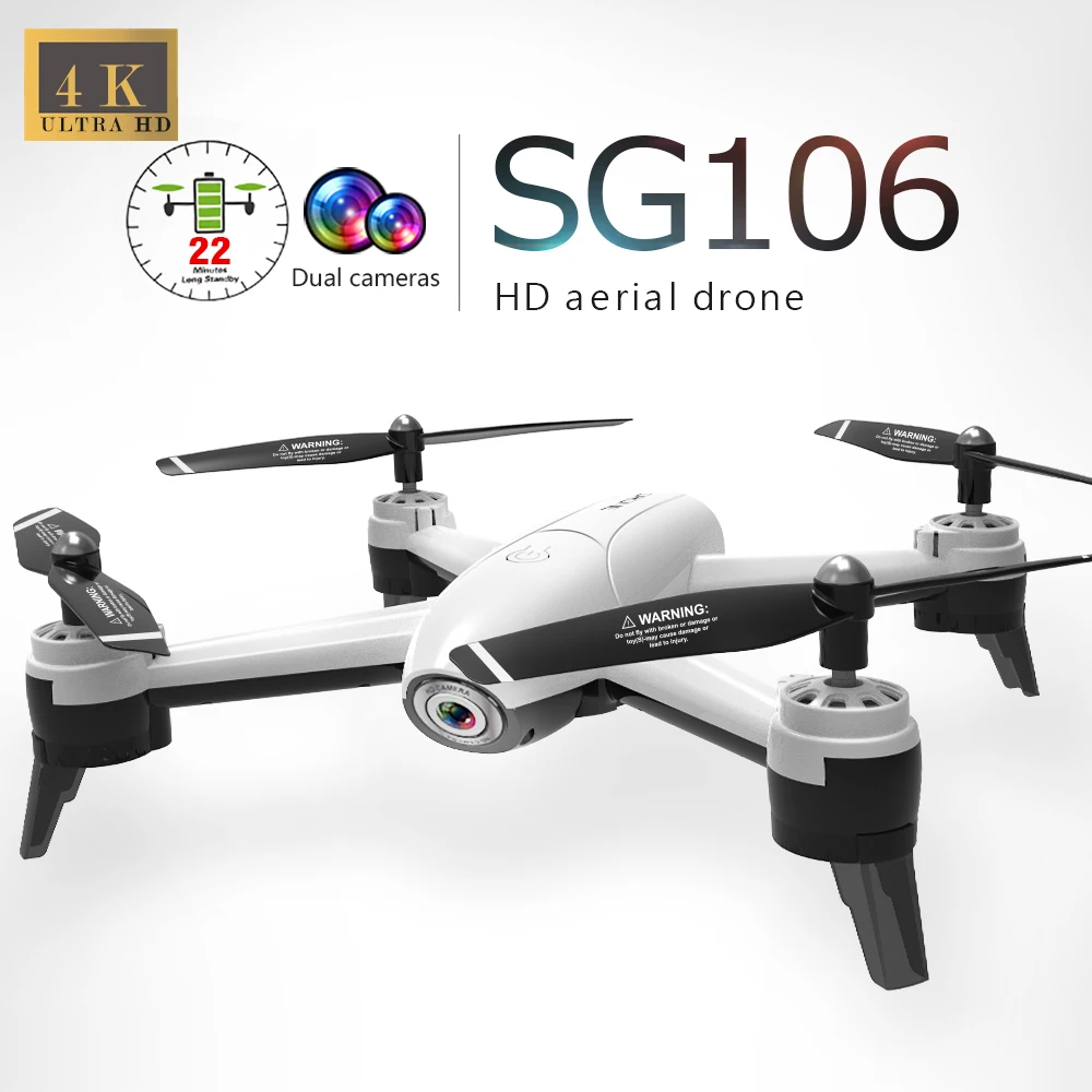 4K White SG106 Радиоуправляемый Дрон оптический поток 4K камера 1080P HD Двойная камера воздушный видео Квадрокоптер самолет Квадрокоптер игрушки подарки малыш горячая распродажа - Цвет: 4K White