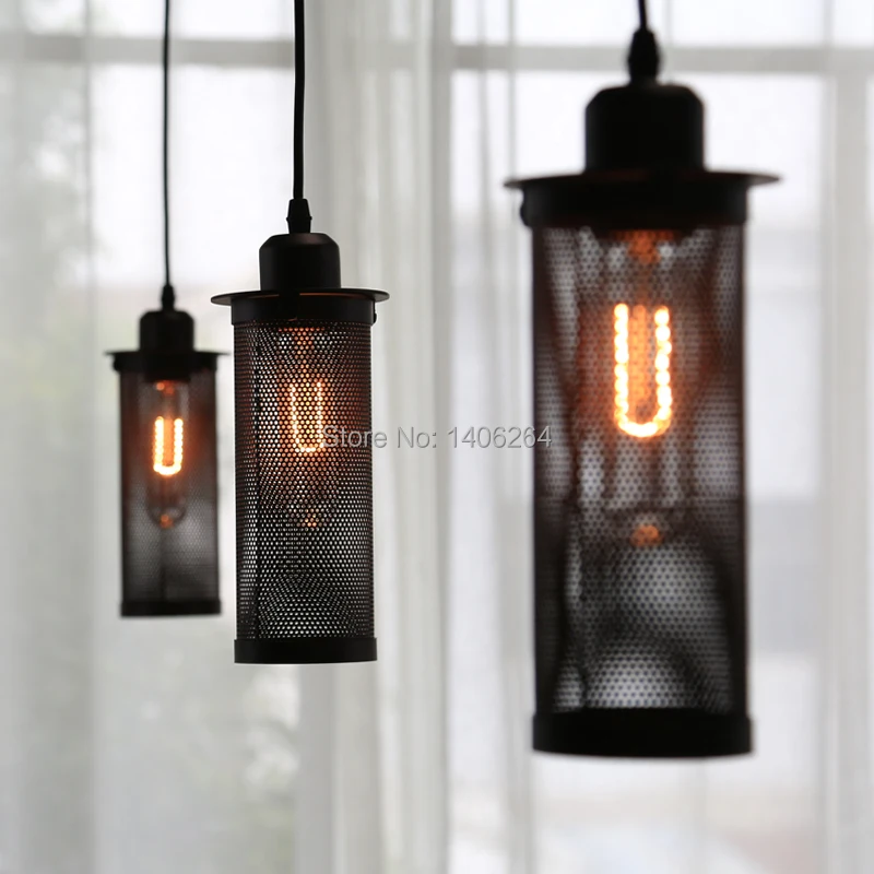 Винтажные металлические сетчатые подвесные светильники E27 Эдисона с подвесками