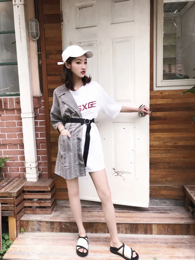 Женские платья шикарное женское платье рубашка в клетку Kawaii Ulzzang асимметричное с