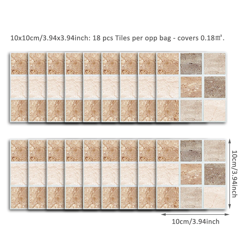 Водостойкая мозаичная плитка, наклейка для кухни, ванной комнаты, туалетной мебели, самоклеющиеся антимасляные виниловые матовые обои для домашнего декора
