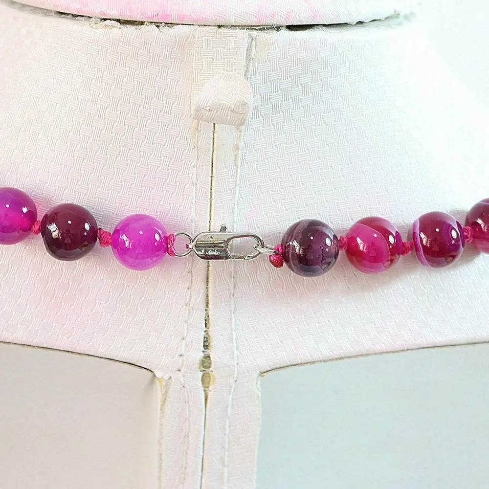 Beautiful 8 mm Rose striped agate gemstone bead necklace 18 &quotAAA jade | Украшения и аксессуары