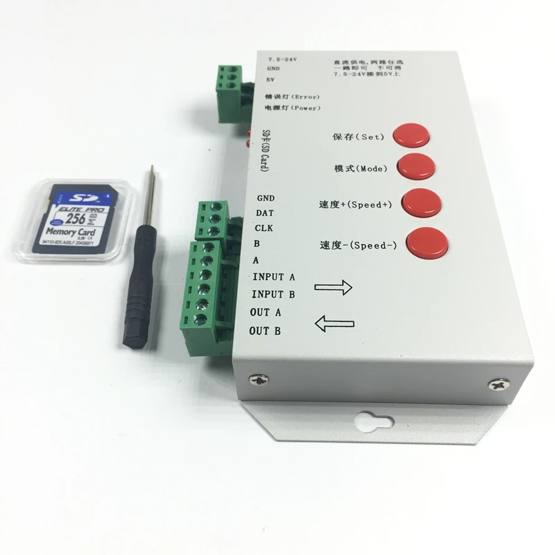 SD карта T1000S WS2801 WS2811 WS2812B LPD6803 светодиодный контроллер 2048 пикселей постоянный ток 5