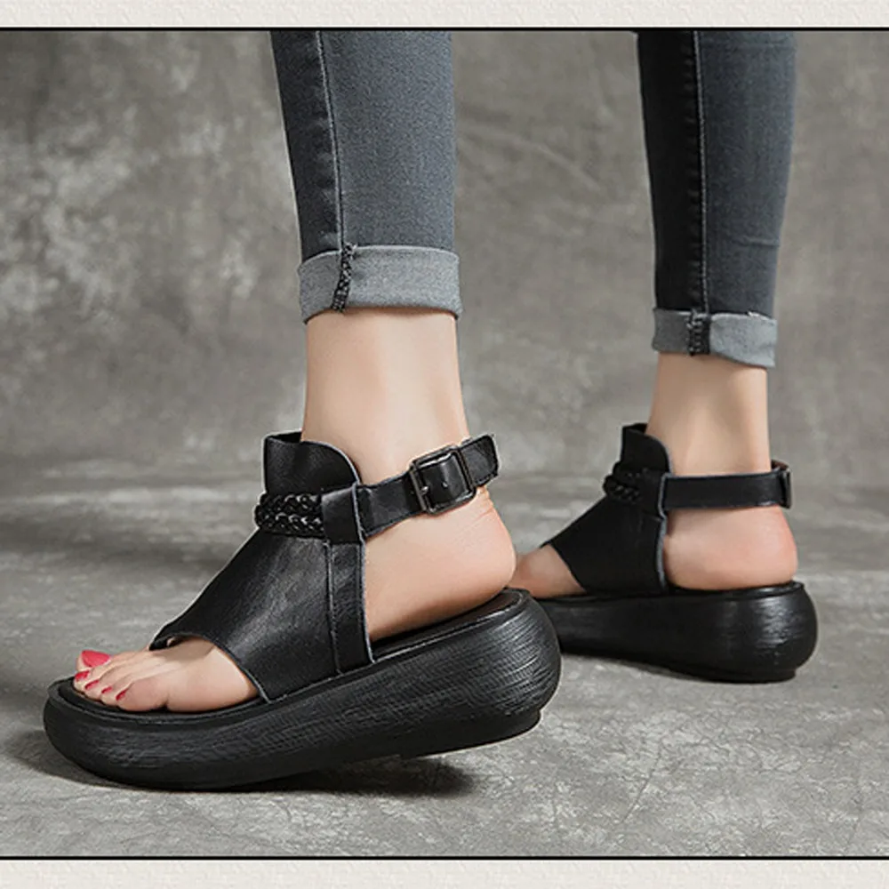 Сандалии женские на среднем каблуке удобные босоножки из натуральной кожи