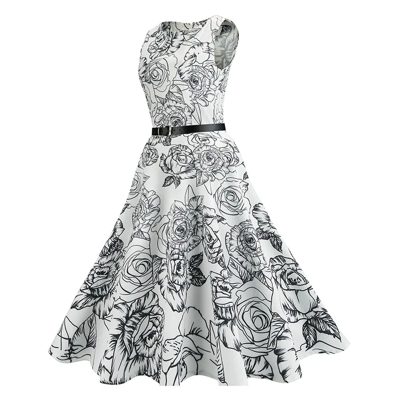 Женское винтажное платье в стиле ретро повседневное летнее с цветочным принтом