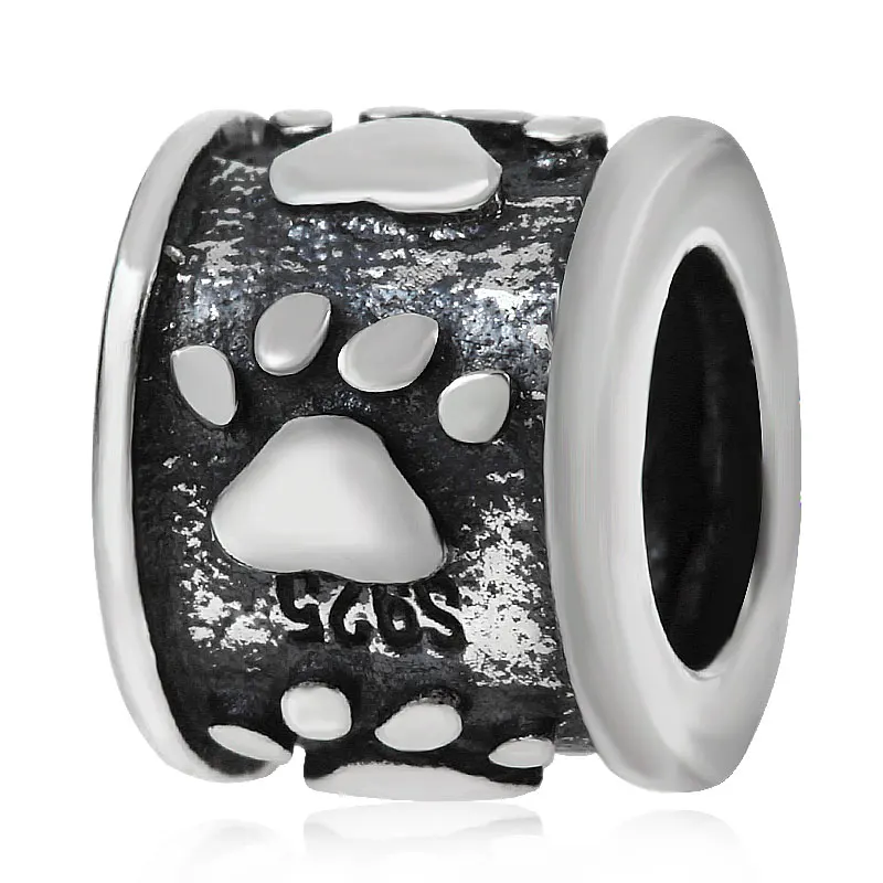 07 Soulbead Fit Pandora талисманы Серебро 925 стерлингового серебра собака подвеска с принтом в виде Лапы Pet Pawprint бусины браслет - Цвет: 07