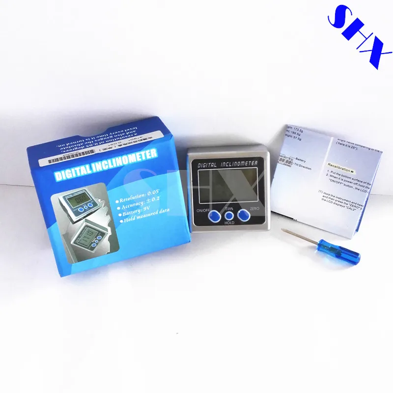 Цифровой транспортир Инклинометр уровень металлический ящик измерительный