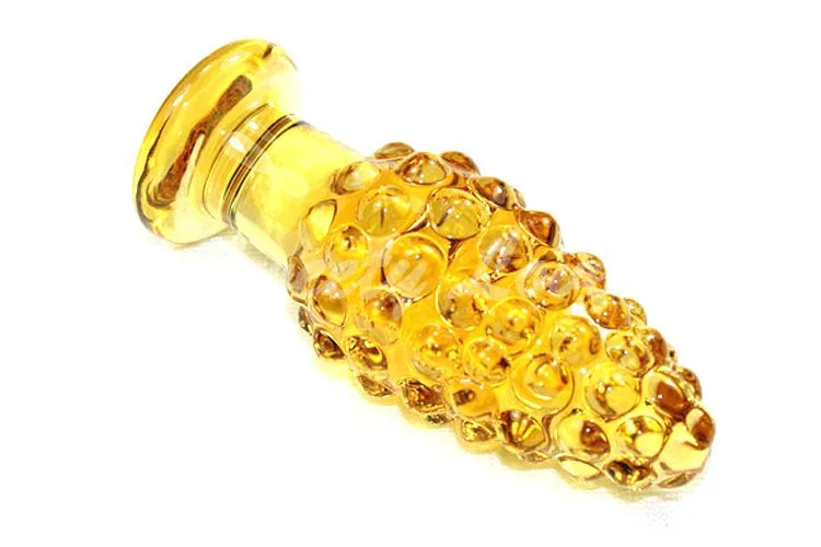 Недорогие секс товары большая стеклянная Анальная пробка 10 см золотистая из