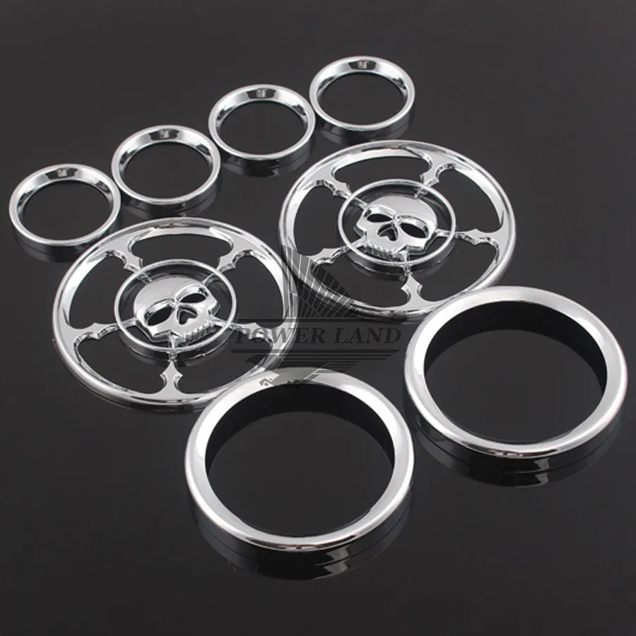 Хромированный динамик в форме черепа обшивка кольца стерео Спидометр 9 шт. для