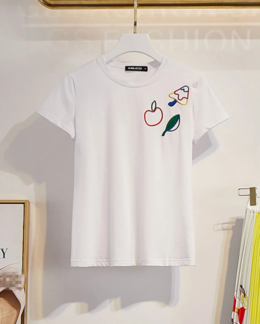 HAMALIEL Подиум Высокое качество Летняя женская юбка костюм вышивка фрукты белая