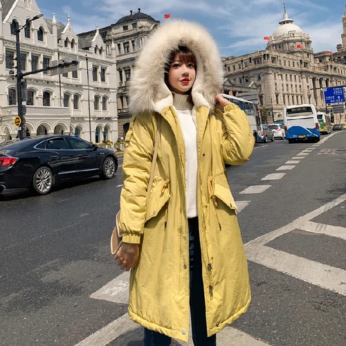 Zqlz Winre Parka Mujer размера плюс, тонкая длинная куртка с хлопковой подкладкой, женская утепленная зимняя куртка с меховым воротником, пальто с капюшоном для женщин