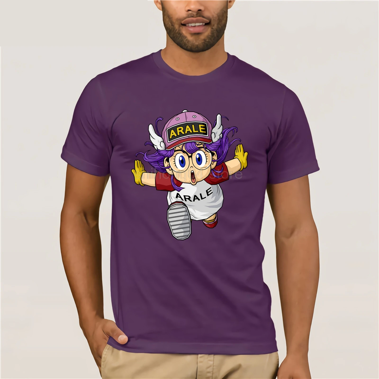 Хлопковая футболка для мужчин Arale аниме забавные футболки взрослых круглый