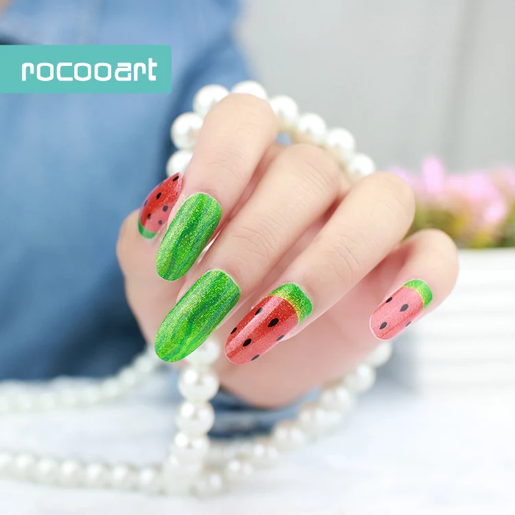 Rocooart Y5116 модные блестящие наклейки для ногтей Арбузные украшения Фольга Водные