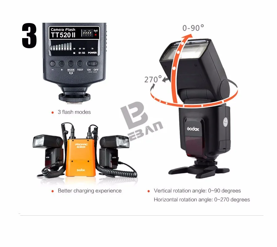 Godox камера вспышка TT520II со встроенным 433 МГц беспроводным сигналом для Canon Nikon Pentax Olympus DSLR camera s