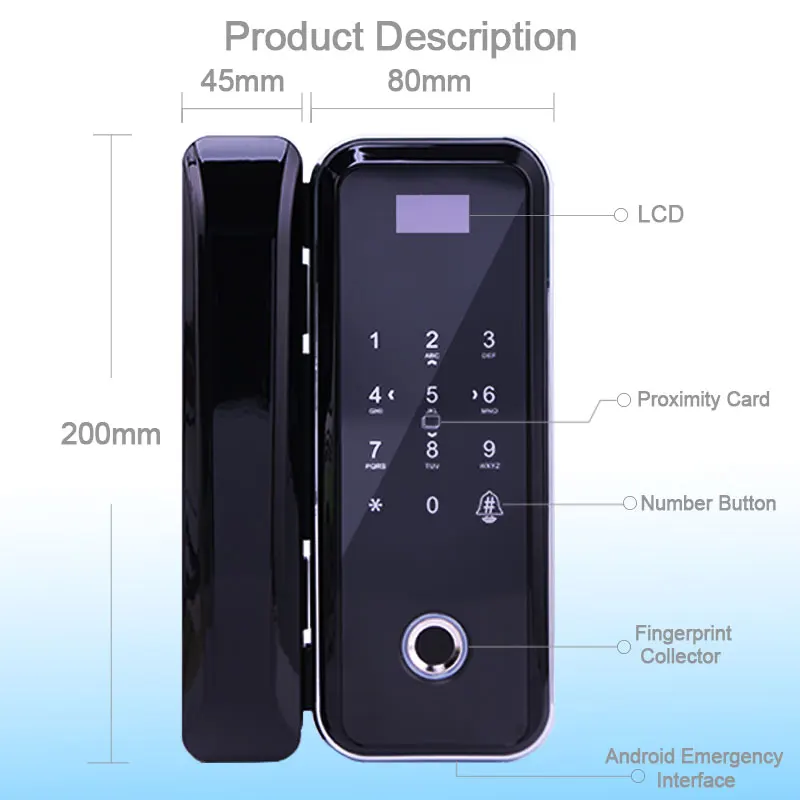 Электронный стеклянный дверной замок бесключевые деревянные стеклянные двери